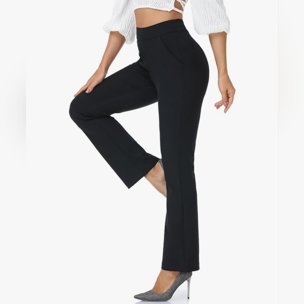 High Waisted Pull On Work Slacks Boot Cut Women's Dress Pants Size X-Small 0-2